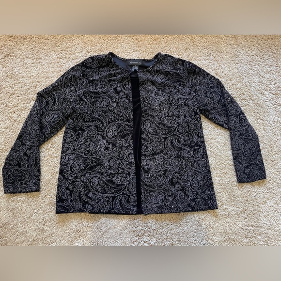 Black beaded/sparkle/velvet holiday blouse, size XL - Picture 1 of 6